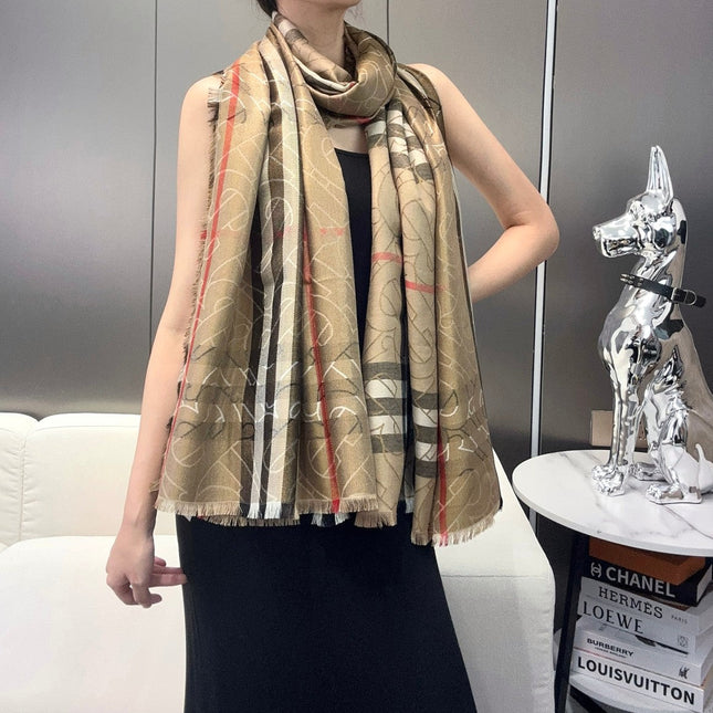 SCARF 220 CM IN MEDIUM BROWN VISCOSE AND MULBERRY SILK 408541