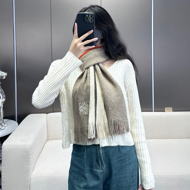 SCARF 180 CM IN KHAKI BROWN CASHMERE 410157