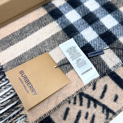 REVERSIBLE EKD SCARF 210 CM IN BLACK MIX CAMEL BEIGE CASHMERE 410182