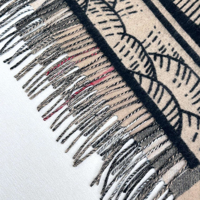 REVERSIBLE EKD SCARF 210 CM IN BLACK MIX CAMEL BEIGE CASHMERE 410182