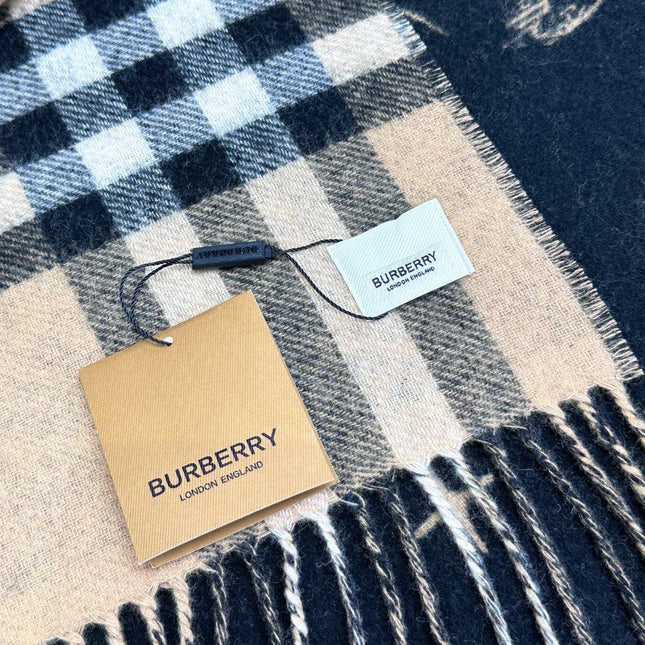 REVERSIBLE EKD SCARF 210 CM IN BLACK MIX CAMEL BEIGE CASHMERE 410182
