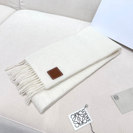 SCARF 185 CM IN WHITE MOHAIR AND WOOL 413753