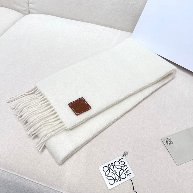 SCARF 185 CM IN WHITE MOHAIR AND WOOL 413753