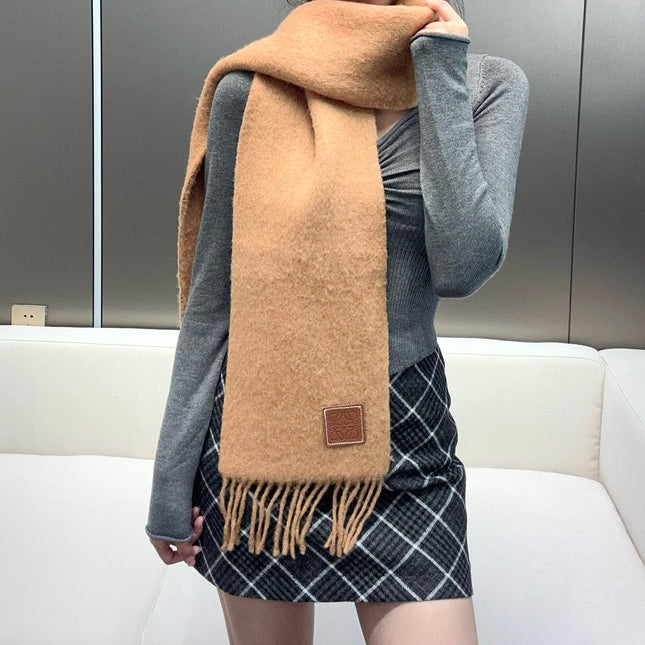 SCARF 185 CM IN CAMEL BEIGE MOHAIR AND WOOL 413754