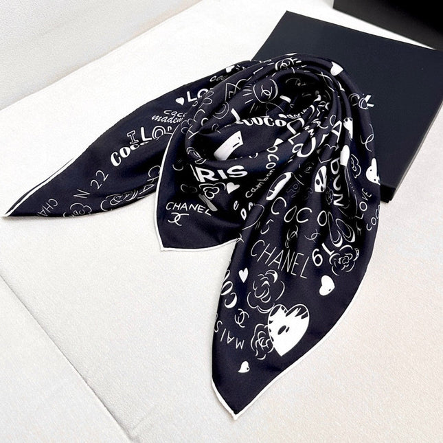 CHANEL 25S SCARF 90 IN SILK 730661