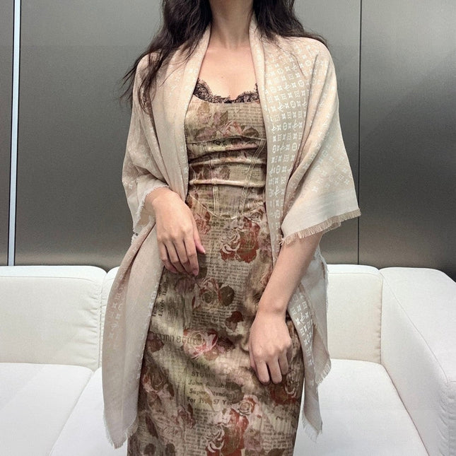 LV SCARF 120 CM IN WOOL MIX SILK 737297