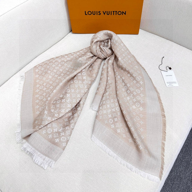 LV SCARF 120 CM IN WOOL MIX SILK 737297
