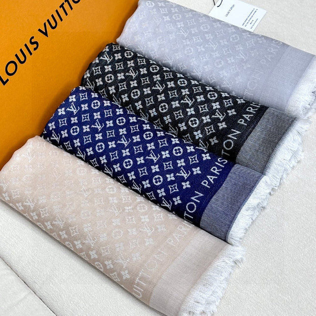 LV SCARF 120 CM IN WOOL MIX SILK 737297