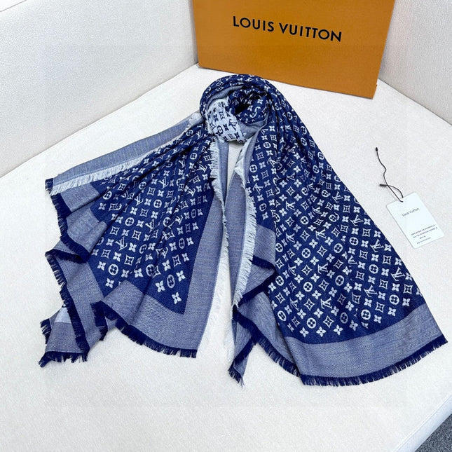 LV SCARF 120 CM IN WOOL MIX SILK 737298