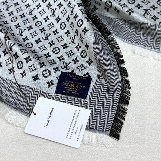 LV SCARF 120 CM IN WOOL MIX SILK 737299