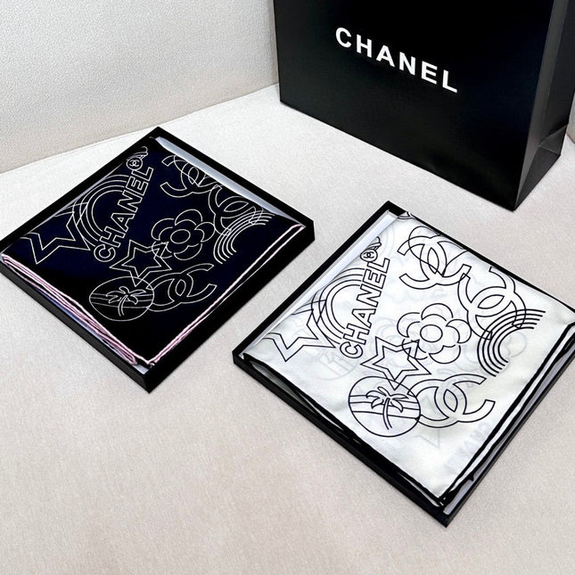 CHANEL 25S SCARF 90 IN TWILL SILK 740294