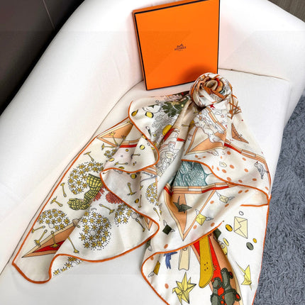 HERMES 25S SCARF 135 IN SILK AND CASHMERE 735831