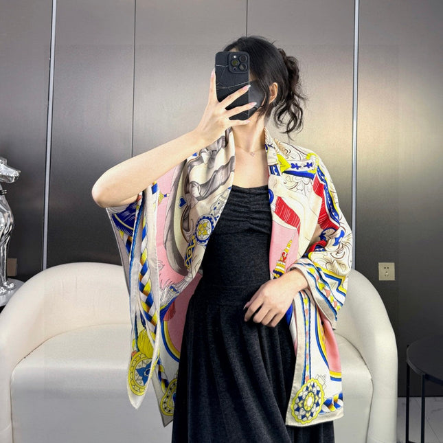 HERMES 25S SCARF 135 IN CASHMERE SILK 730648
