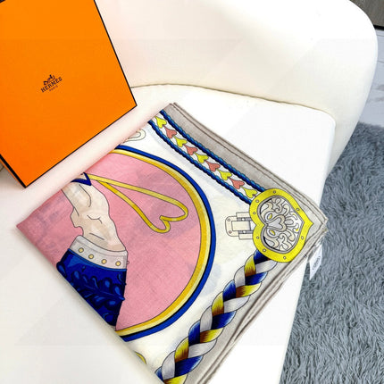 HERMES 25S SCARF 135 IN CASHMERE SILK 730648