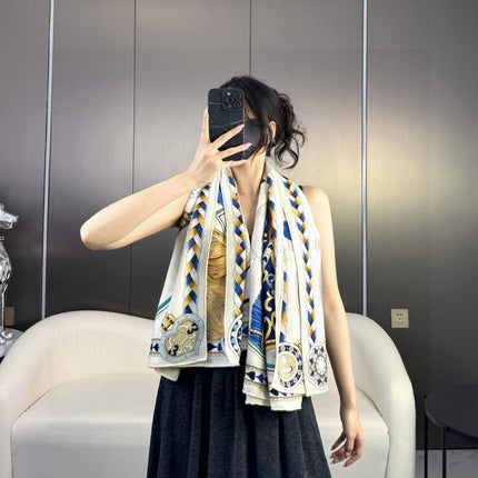HERMES 25S SCARF 135 IN CASHMERE SILK 730649