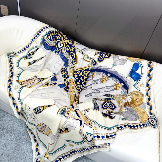 HERMES 25S SCARF 135 IN CASHMERE SILK 730649