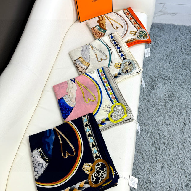 HERMES 25S SCARF 135 IN CASHMERE SILK 730649