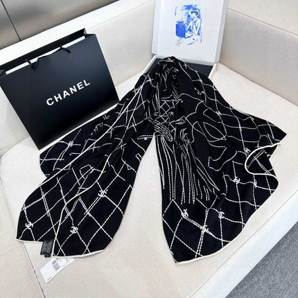CHANEL 25S SCARF 140 IN CASHMERE SILK 727348