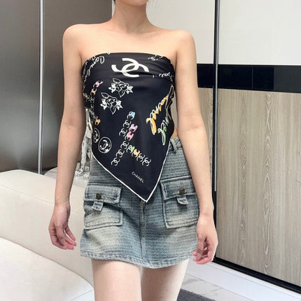 CHANEL 25S SCARF 90 IN SILK 735829