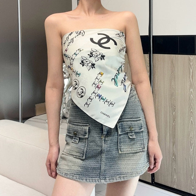 CHANEL 25S SCARF 90 IN SILK 735830