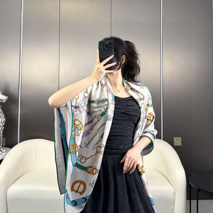 HERMES 25S SCARF 135 IN CASHMERE SILK 737308