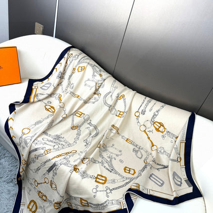 HERMES 25S SCARF 135 IN CASHMERE SILK 737311