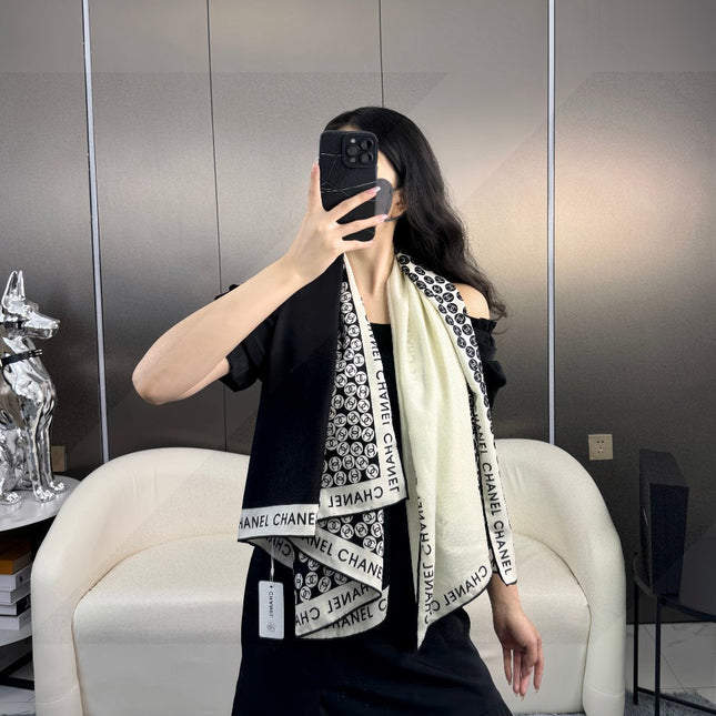 CHANEL 25S SCARF 140 IN CASHMERE SILK 702020