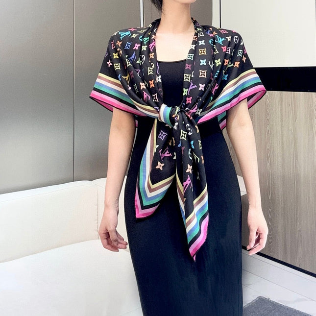 LV SCARF 134 CM IN WOOL MIX SILK 703623
