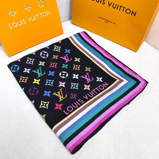 LV SCARF 134 CM IN WOOL MIX SILK 703623