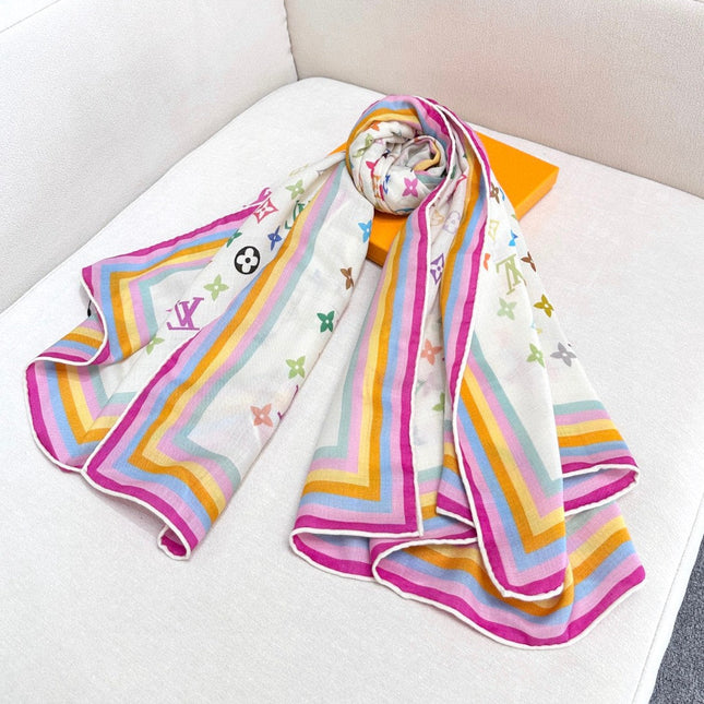 LV SCARF 134 CM IN WOOL MIX SILK 703624