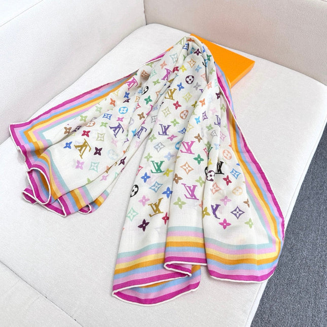 LV SCARF 134 CM IN WOOL MIX SILK 703624