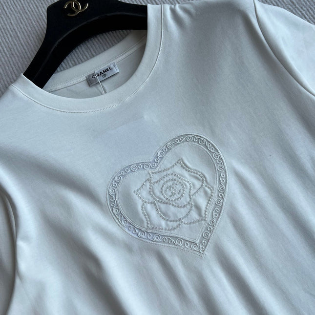 CC 25 Embroidered Beaded Short Sleeve Top Cotton