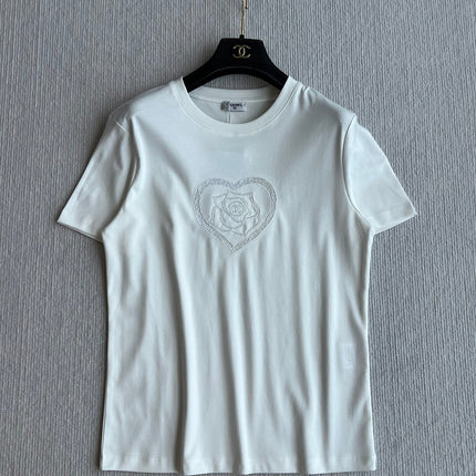 CC 25 Embroidered Beaded Short Sleeve Top Cotton