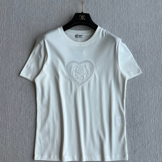 CC 25 Embroidered Beaded Short Sleeve Top Cotton