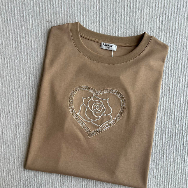 CC 25 Embroidered Beaded Short Sleeve Top Cotton