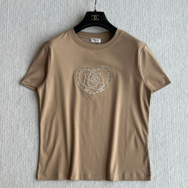 CC 25 Embroidered Beaded Short Sleeve Top Cotton