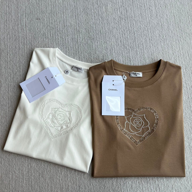 CC 25 Embroidered Beaded Short Sleeve Top Cotton