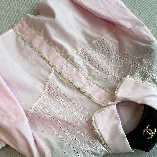 PRADA PINK CROPPED BUTTON-UP SHIRT
