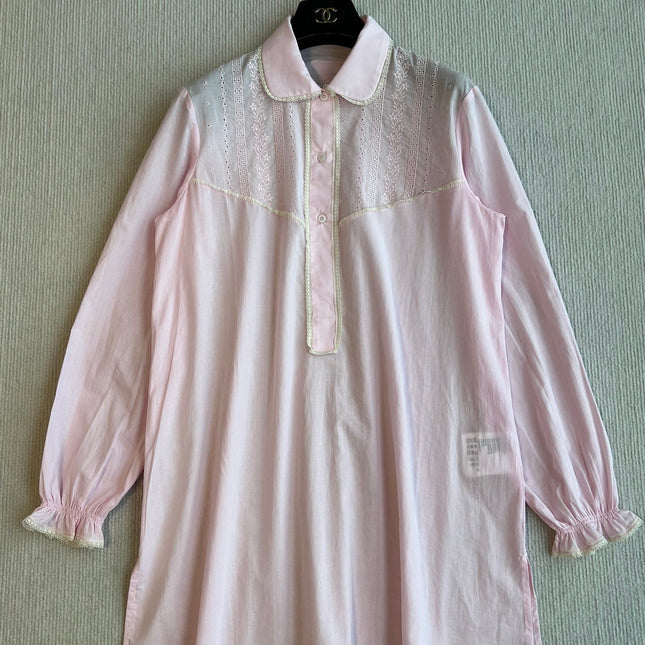 PRADA PINK EMBROIDERED LONG SHIRT