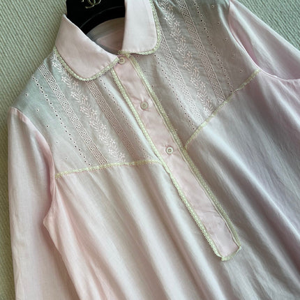 PRADA PINK EMBROIDERED LONG SHIRT