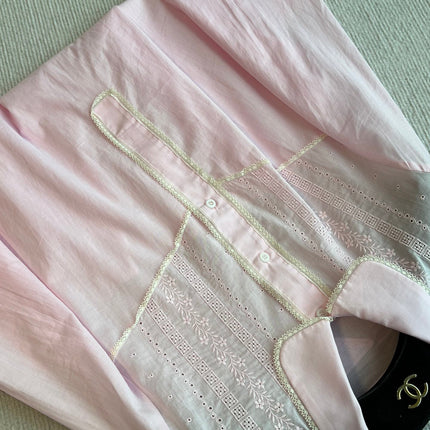 PRADA PINK EMBROIDERED LONG SHIRT