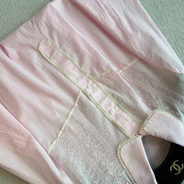 PRADA PINK EMBROIDERED LONG SHIRT