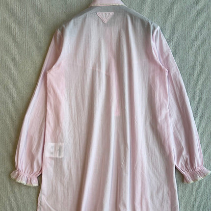 PRADA PINK EMBROIDERED LONG SHIRT