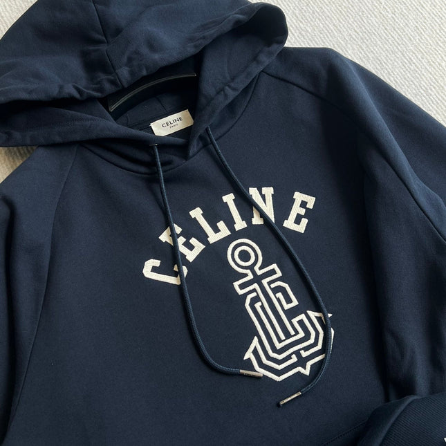 CELINE HOODED SWEATSHIRT WITH ANCHOR EMBROIDERY 275652