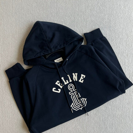 CELINE HOODED SWEATSHIRT WITH ANCHOR EMBROIDERY 275652