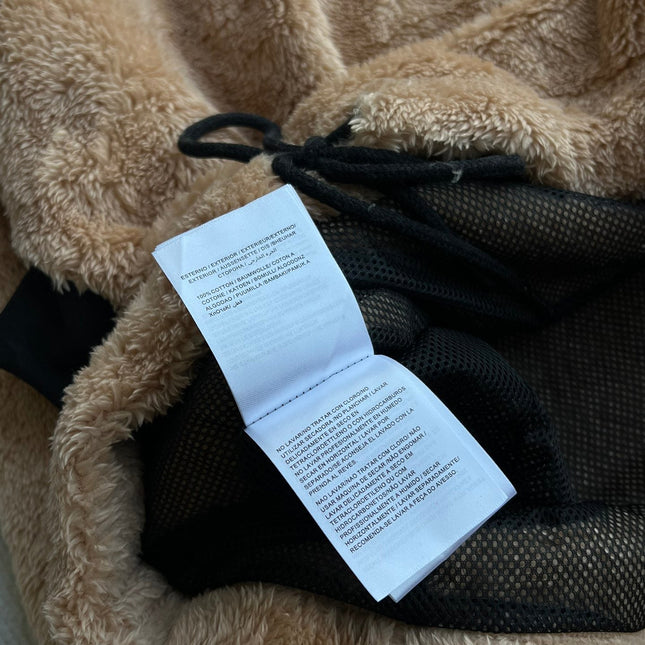 MONCLER 25S FUZZY TEDDY FLEECE HOODIE IN BROWN 042