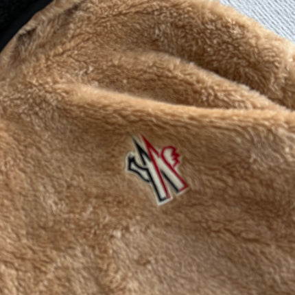 MONCLER 25S FUZZY TEDDY FLEECE HOODIE IN BROWN 042