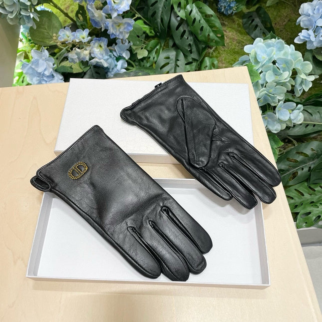 GLOVES WITH EMBROIDED LOGO IN BLACK LAMBSKIN 448220