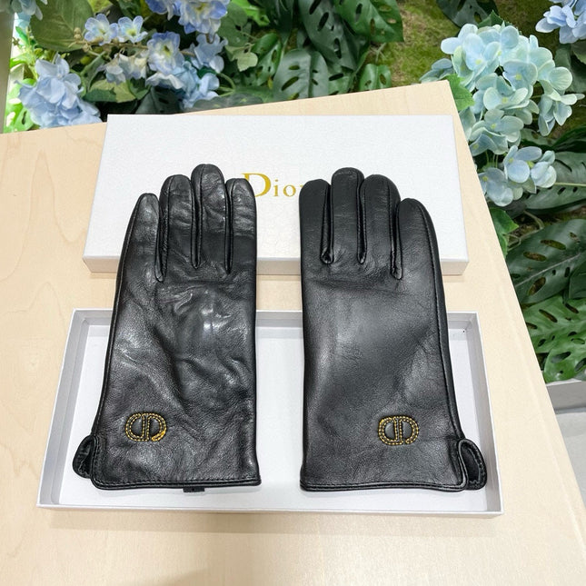 GLOVES WITH EMBROIDED LOGO IN BLACK LAMBSKIN 448220