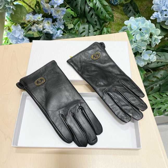 GLOVES WITH EMBROIDED LOGO IN BLACK LAMBSKIN 448220